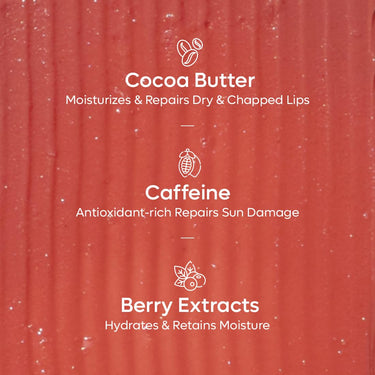 mCaffeine Tinted Lip Balm for Dry & Chapped Lips | 24 Hour Moisturization With Sheer Pink Tint | Choco Lip balm with Cocoa Butter & Berry Extract For Men & Women | For All Skin Types